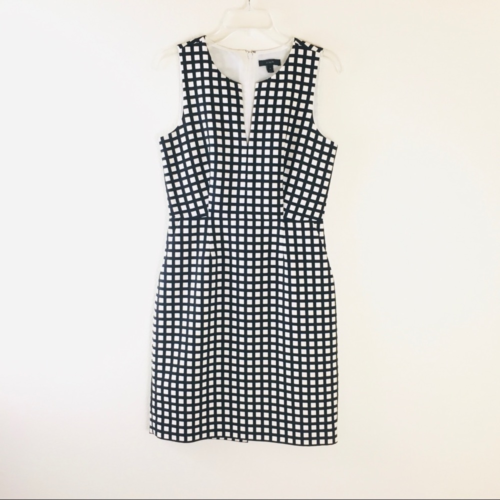 J. Crew Split Neck Window Pane Dress - image 2